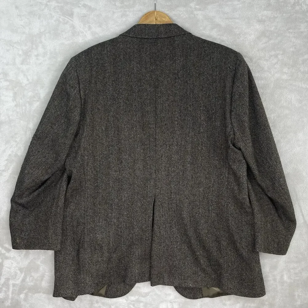 Vintage Cricketeer Lambs Wool Herringbone Blazer 44R Tweed USA Made Preppy